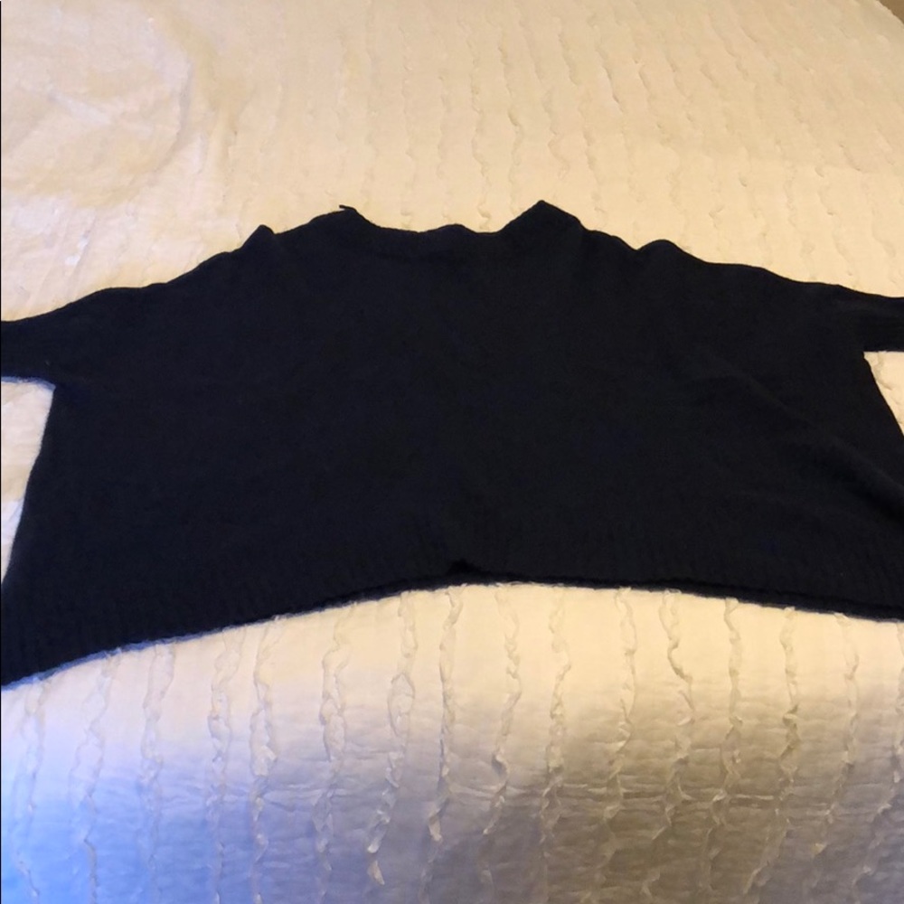 Navy blue wool poncho style sweater